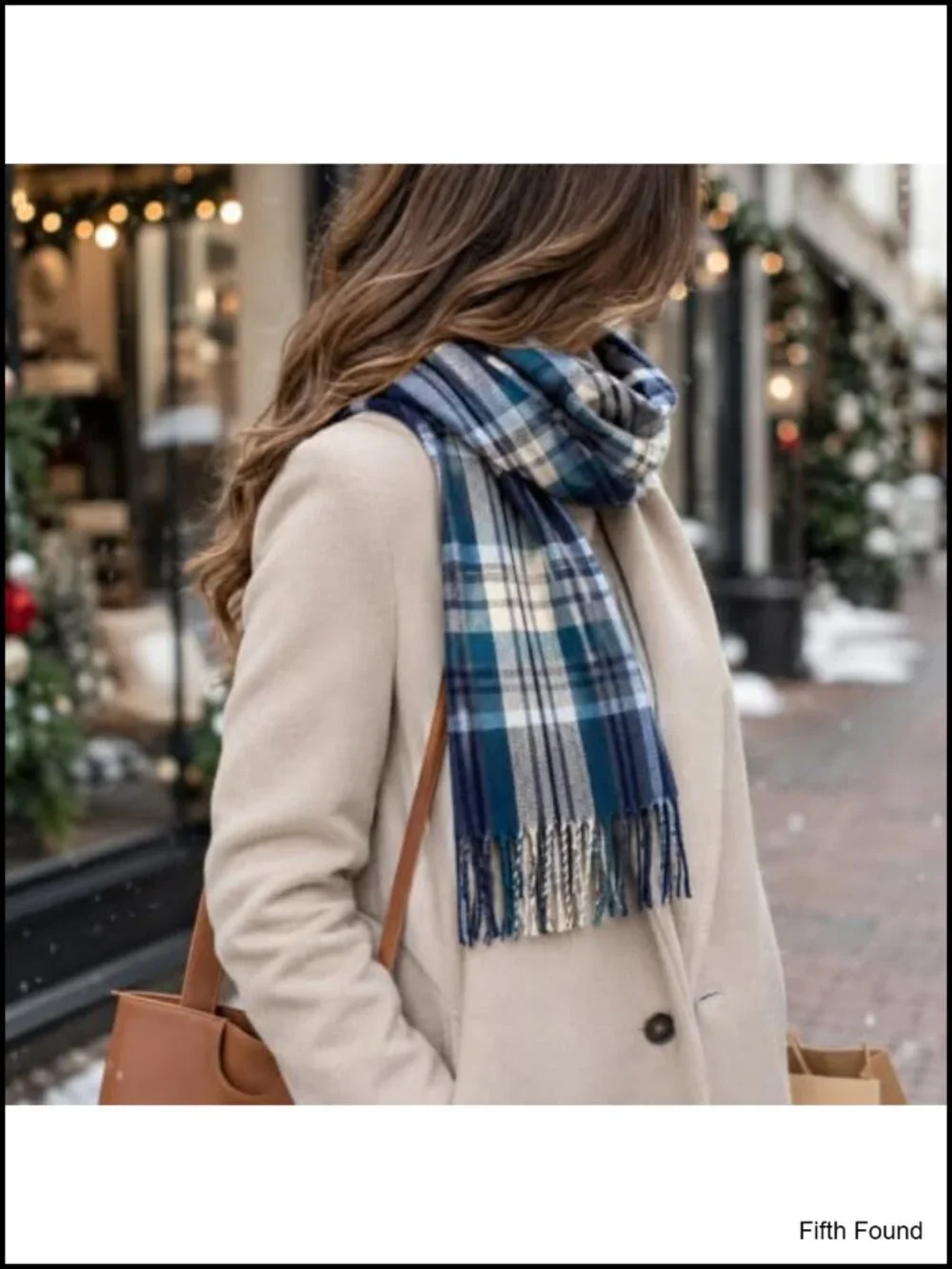 Women's Chunky Plaid Blanket Scarf Shawl Wrap with Fringe Winter